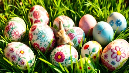 easter eggs in grass