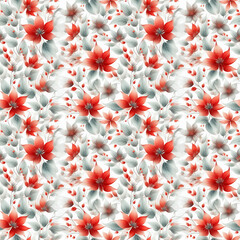 Wall Mural - Captivating seamless floral pattern featuring vivid red blossoms