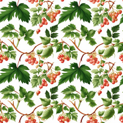 Wall Mural - Vibrant seamless pattern of grapes and leaves in rich colors