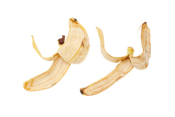 Wall Mural - Two banana peels are shown, one of which is partially eaten