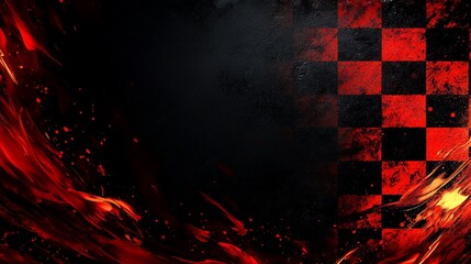 Aufkleber - Abstract racing background with checkered flag and flames.