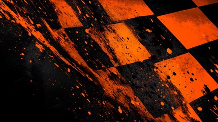 Aufkleber - Grunge checkered flag with paint splatters. (1)
