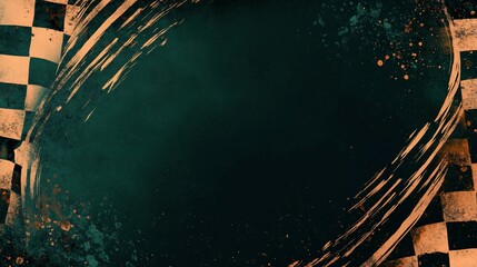 Poster - Checkered flag background with textured circle.
