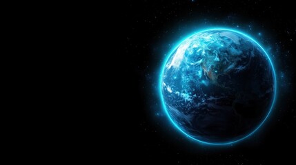 Wall Mural - earth glows with bright blue light, highlighting its oceans and atmosphere. this stunning depiction 