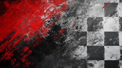Aufkleber - Grunge checkered flag, distressed background.