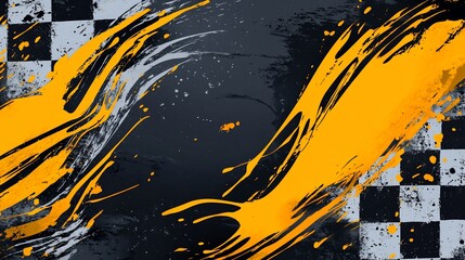 Poster - Abstract racing background with vibrant colors and dynamic brushstrokes.