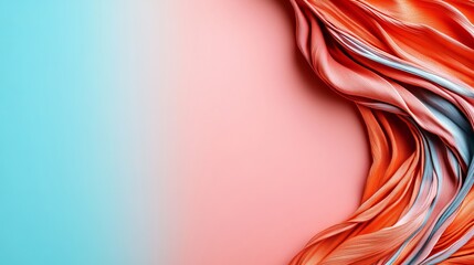 Poster - An orange and blue background with a wavy fabric