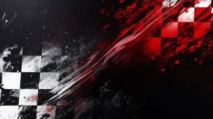 Poster - Abstract checkered racing flag with dynamic motion blur and grunge texture.