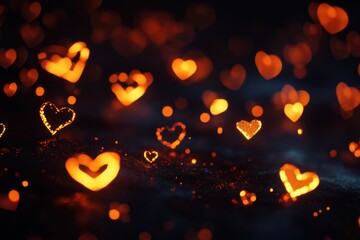 Sticker - Glowing hearts bokeh background.