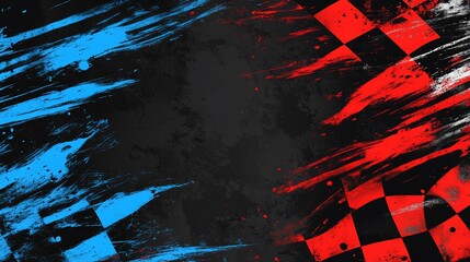Poster - Abstract checkered flag graphic design with grunge texture. (3)