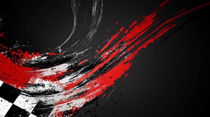 Poster - Abstract racing flag design with grunge texture. (5)