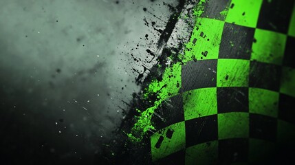 Poster - Checkered flag waving in the wind with grunge texture.