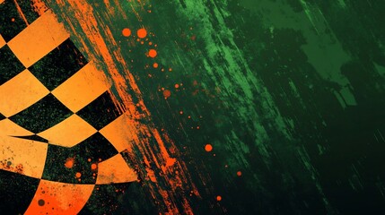 Aufkleber - Abstract checkered flag design with grunge texture. (26)