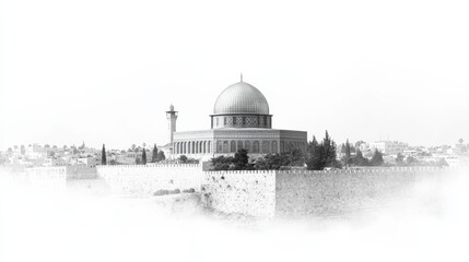 The Dome of the rock, Al-Aqsa Mosque, Jerusalem , Palestine.isolated on white 