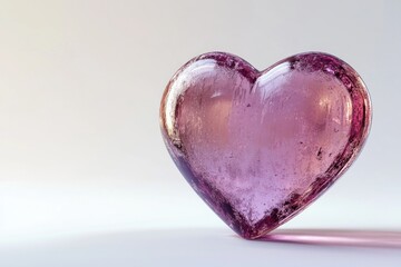 Sticker - Pink glass heart on white background. (1)