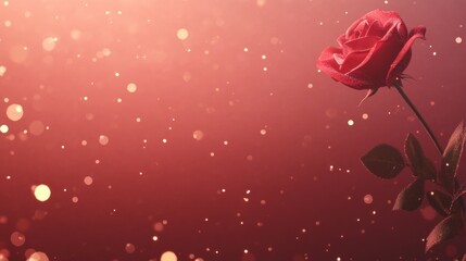 Poster - Single red rose on bokeh background.