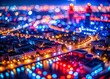 © Man888 - Festive Red & Blue Bokeh Lights Aerial Photography Background