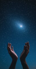Wall Mural - the background is the night sky with stars and moon, creating an atmosphere of tranquility for praye