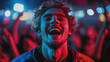 © Duka Mer - A cheering sports fan in a vibrant stadium captures the excitement and energy of the game, perfect for themes of joy and community.