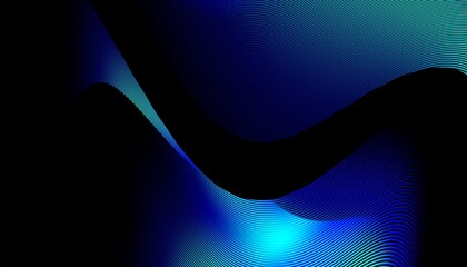 Poster - beautiful abstract wave technology black background with blue light digital effect corporate concept