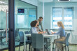 © ty - Business office with blurred people casual wear, with blurred bokeh background