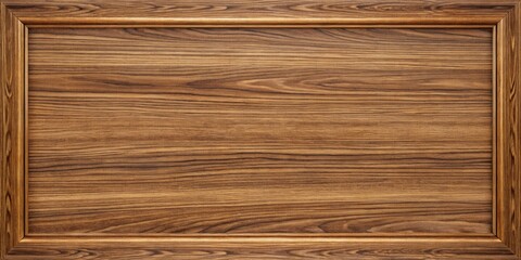 Wall Mural - Warm Brown Wood Panel with Classic Frame, Ideal for Backgrounds and Design Projects