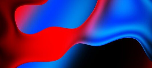 Aufkleber - Abstract blue and red liquid wavy shapes futuristic banner. Glowing retro waves wide background