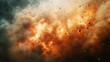 © Khawla - Dust and debris explosion, particles scattering, dynamic motion chaotic, with mocha brown dust clouds in the background