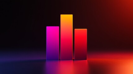 Poster - A D-rendered bar graph with rising colorful bars, symbolizing growth in market trends, with a dark and minimalistic background for contrast