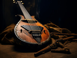 Wall Mural - An ancient African handcrafted musical instrument displayed for admiration