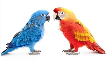 Naklejka na meble Colorful parrots facing off studio setting animal photography bright environment close-up view wildlife concept