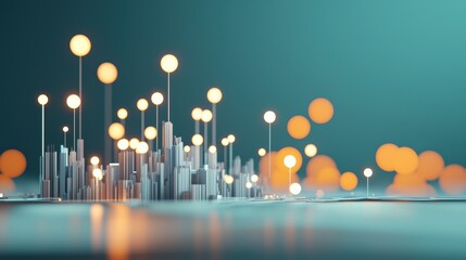 Wall Mural - an abstract representation of a cityscape transforming into a complex network of interconnected data