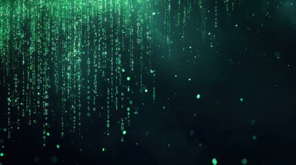 Wall Mural - a continuous stream of binary code flowing across a dark background, representing the vast amounts o