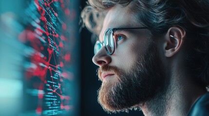 Wall Mural - a developer working on code related to machine learning algorithms, with graphs and data sets visibl