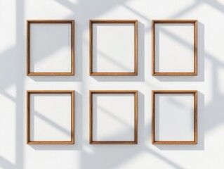 Wall Mural - Wooden picture frames on a wall