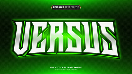 Wall Mural - editable text effects in esports, versus word on green game text styles