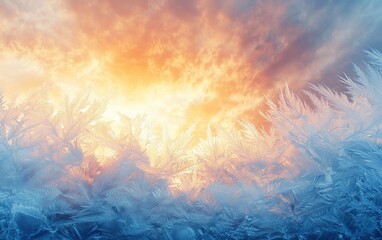 Poster - Frosty winter sunrise with vibrant colors.