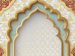 Wall Mural - Vector ornate frame with indian or arabesque motif. Template for indian, arabic wedding invitations, oriental holidays. Copy space.