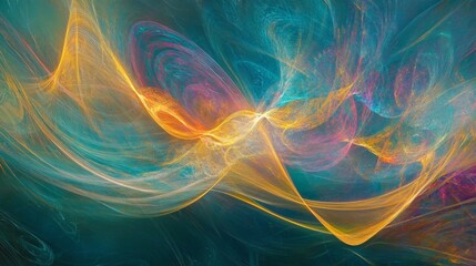 Fototapete - A digital abstract representation of light waves traveling at immense speed through space, with energetic light patterns and motion trails