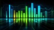 © Plaifah - A financial bar graph displayed on a desktop monitor with vibrant bars in shades of green and blue, showing upward progress in stock trading