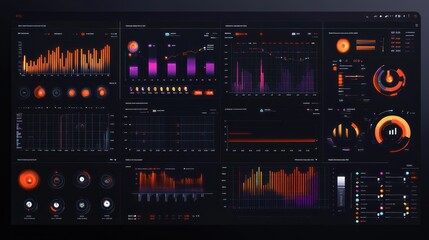 Wall Mural - Futuristic Data Visualization Dashboard: A Comprehensive Overview of  Financial Metrics and Key Performance Indicators