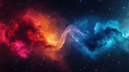 Wall Mural - Cosmic Nebula Red and Blue Celestial Dance