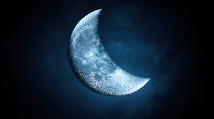 Wall Mural - a mesmerizing crescent moon glows against a dark blue nightscape. ideal for space, night, or celesti
