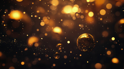 Wall Mural - A gold and black background with a large gold ball in the center