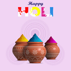 Illustration of colorful Happy Holi. Vector of Indian hindu festival of colors with creative frames and text of holi.