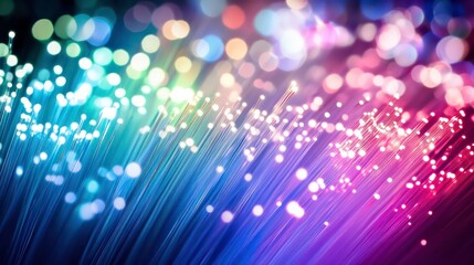 Wall Mural - vibrant abstract image showcasing fiber optics, radiating light and color. a mesmerizing display of 