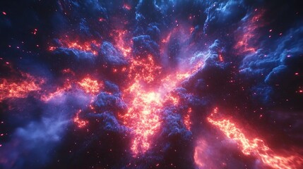Leinwandbilder - Spectacular cosmic explosion with vibrant colors and dynamic energy showcasing a captivating fireworks display in the night sky