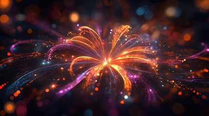 Leinwandbilder - Vibrant and colorful abstract fireworks display illuminating the night sky in a festive celebration atmosphere