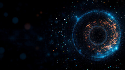 Wall Mural - Cosmic Eye: Abstract artwork depicting a mesmerizing celestial body, swirling nebula, and cosmic dust.  A vibrant blend of blue and orange hues creates a visually stunning and otherworldly scene.
