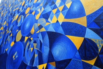 Aufkleber - A vibrant array of circular motifs blending blue and yellow into a mesmerizing artwork, illustrating the joy of color and the circular nature of creativity and life.